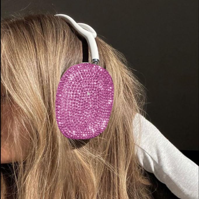 Glitter Case for Airpods Max, Pink Bling Rhinestone Encrusted Apple Headphone Cover Design,Sparkling Cute Airpod pro max Ear Covers Protective Accessories - Image 4