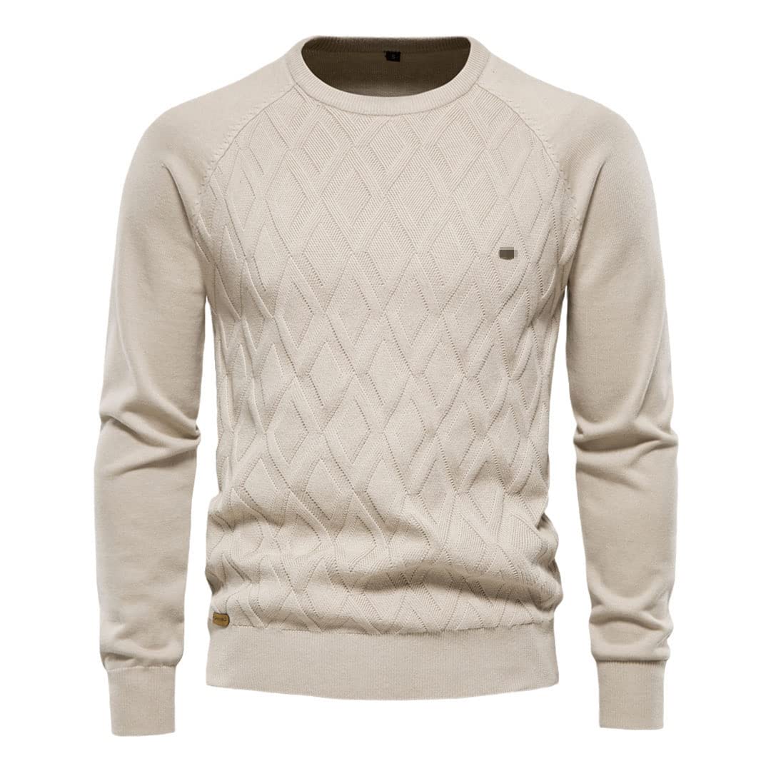 Uomini di base Maglioni Tinta unita O-Collo Maglia Maschio Pullover Inverno Maglioni Caldi per gli Uomini, cachi, XL