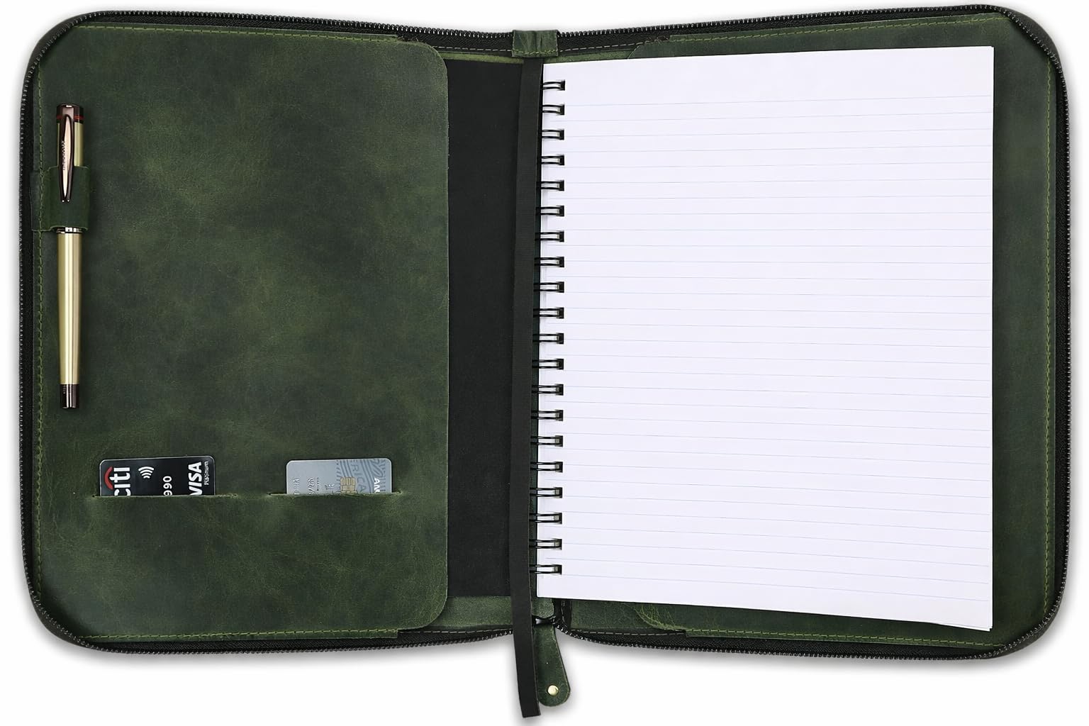 Copertina per diario in pelle pieno fiore resistente (21,6 x 27,9 cm), ricaricabile Cahier XXL, quaderno a spirale ricaricabile (21,6 x 27,9 cm), copertina in pelle fatta a mano con