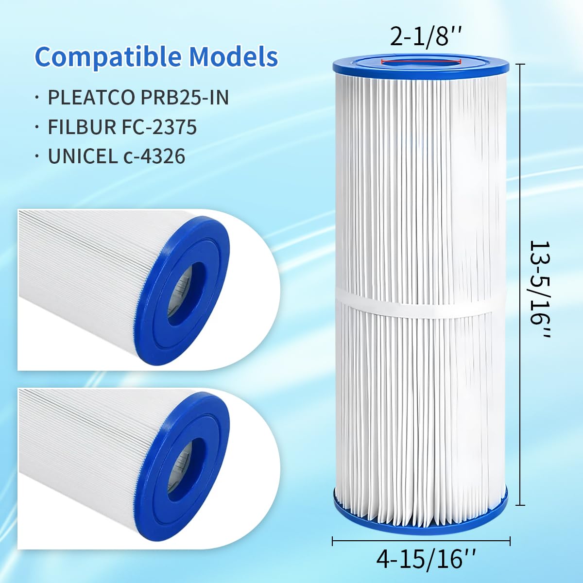 Filtr SPA do jacuzzi, zamiennik Pleatco PRB25-IN Unicel C-4326 FC-2375, 5 x 13 filtr SPA, 2 sztuki