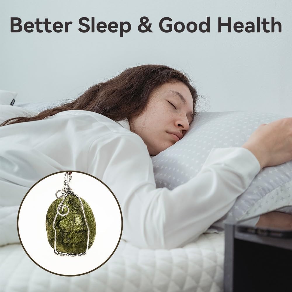 Moldavite Crystal Necklace,Raw Czech Meteorite Stone Birthstone Pendant,Green,Irregualr Shape,Wire Wrap - Image 5