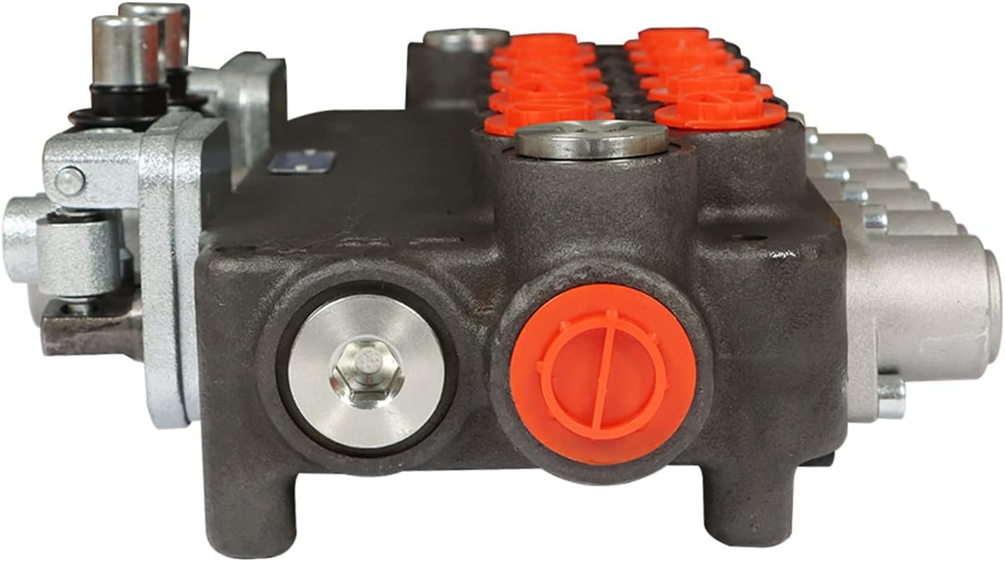 6 Spool Hydraulic Backhoe Directional Control Valve with 2 Joysticks 21 GPM for Tractor Loader Motors Spool Double Acting SEA Ports