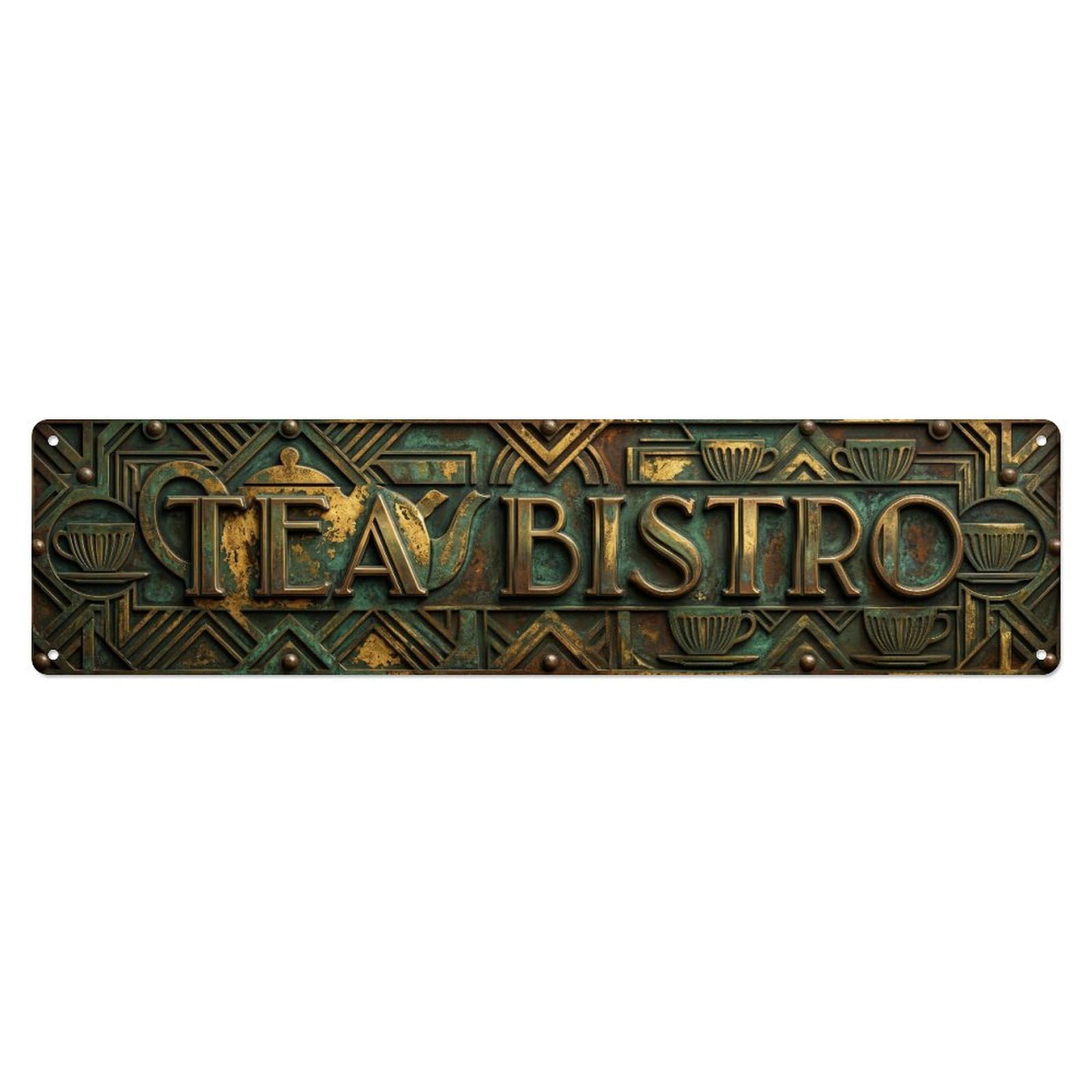Tea Bistro Retro Wall(1) Metal Tin Skinny Sign Plaque Wall Decor for Cafe, Club Bar, Office, Home Garden Metal Poster 4x16Inch