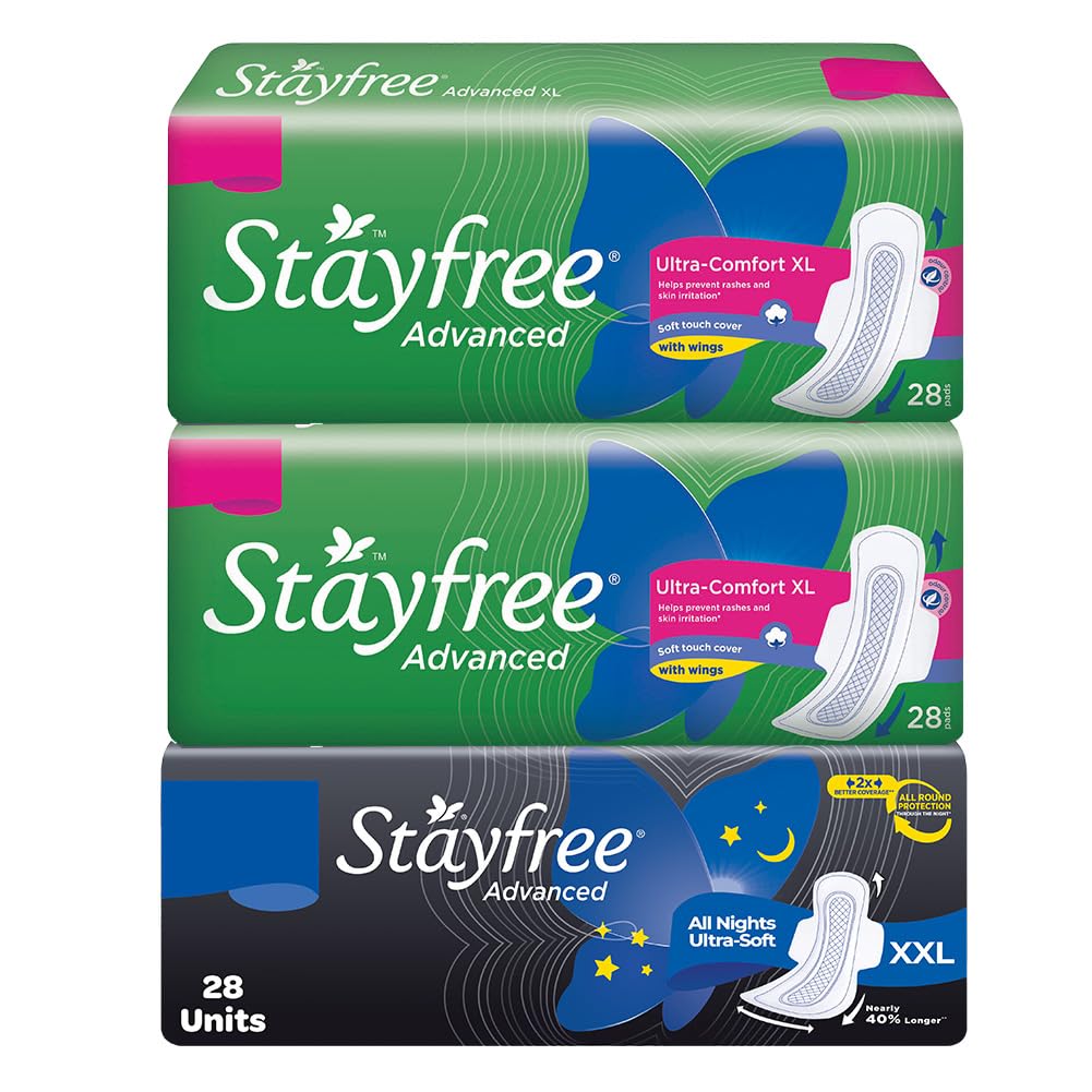 Stayfree Advance Day & Night Combo - Advance All Nights Ultra-Soft XXL 28s + Advance Ultra-Comfort XL 28s (Pack of 2) (B0D2LFHJXF) Amazon Price History, Amazon Price Tracker