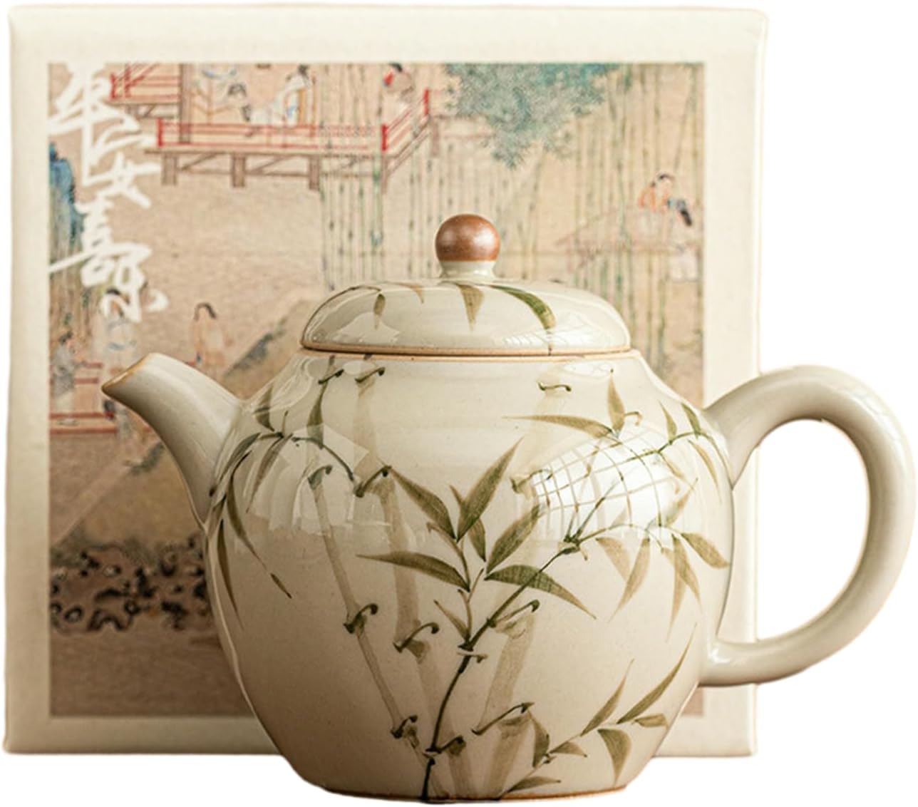 140Ml/5oz Emerald Green Tea Home Teapot, Ceramic Kung Fu Tea with Filter Single Pot - Cloud Top Teapot [ Box Package]