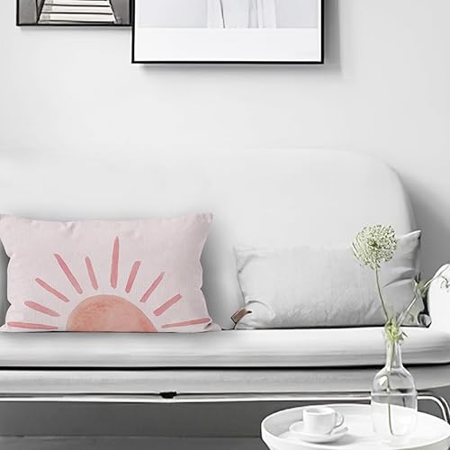 Miniatura 2 de Funda de almohada decorativa abstracta de estilo bohemio para sofá, cama, habitación, decoración bohemia de 12 x 20 pulgadas (rosa)