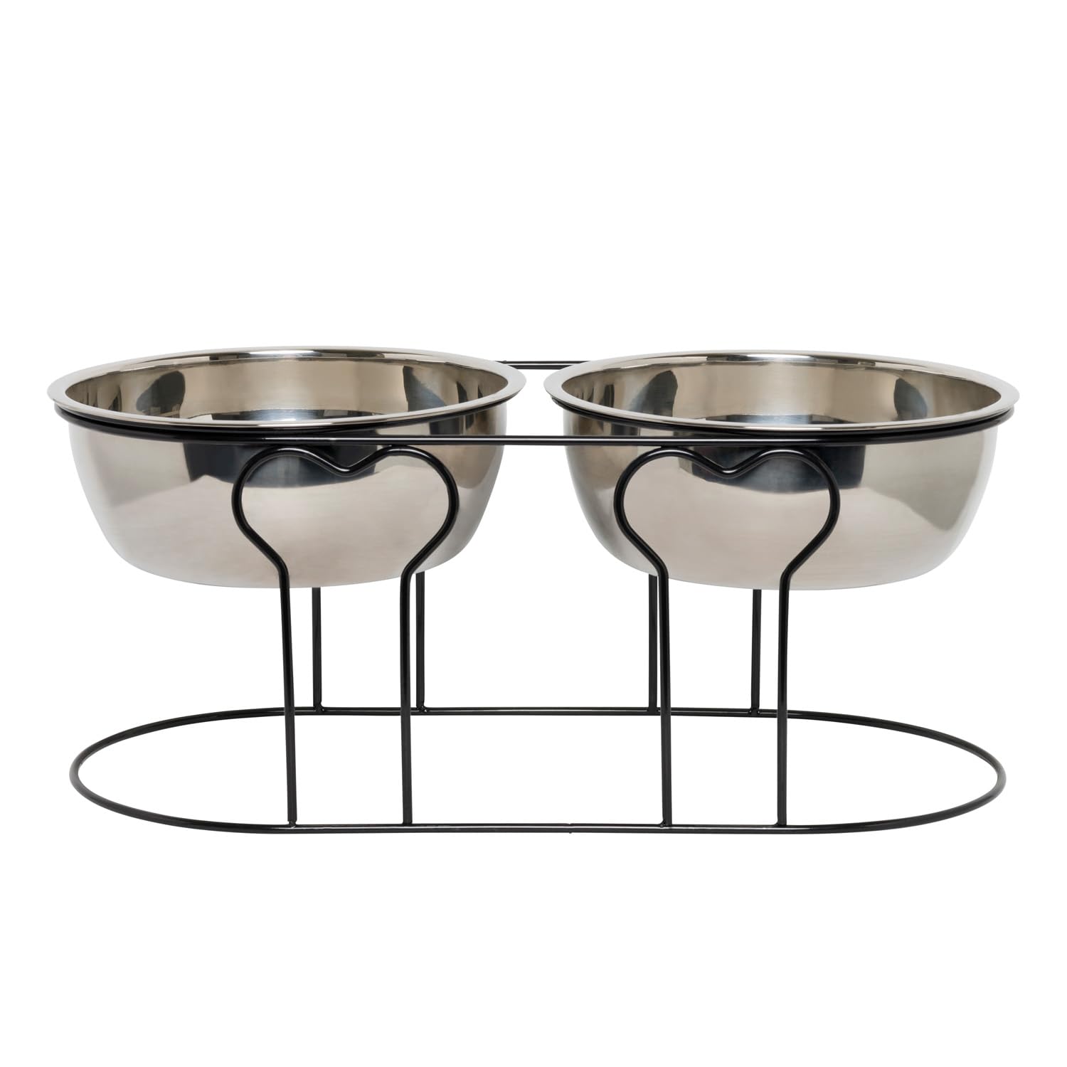 YML 7 Pulgadas Forjado Hierro Soporte con Doble comedero de acero Inoxidable Cuencos