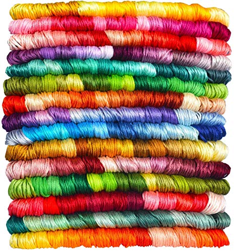 LE PAON Bright Chartreuse Gradient Color Embroidery Floss - Cross Stitch Threads - Friendship Bracelets Floss - Crafts Floss - 14 Skeins Per Pack Embroidery Floss