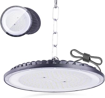 200W UFO LED High Bay Light, 110lm/w 6500K Daylight White Industrial Lamp Floodlight, Ultra Thin IP65 Waterproof 288 LEDs Work Lights for Warehouse, Garage, Workshop, Factory, Shed, Loft [Energy Class E]