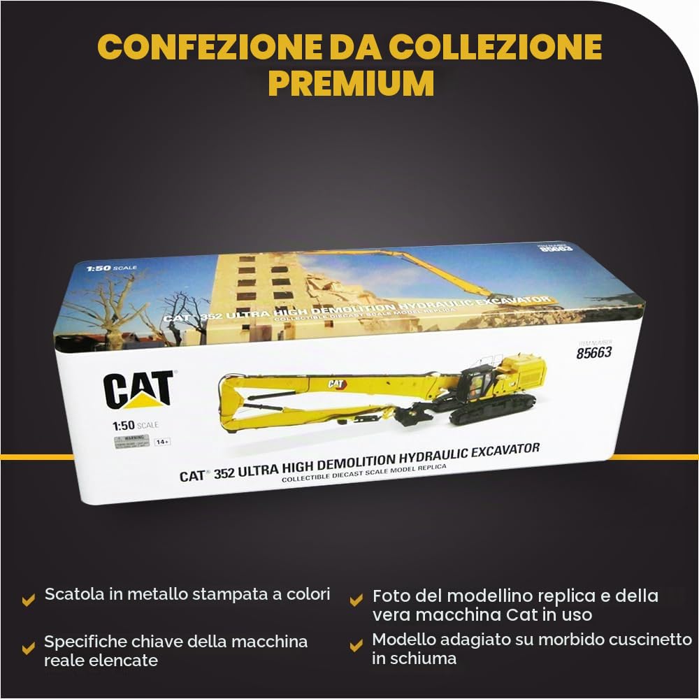 Diecast Masters 85663 - Escavatore cingolato Caterpillar per Ultra High Demolition Cat 352UHD, Scala 1:50, Circa 7,2 x 7,5 x 37,4 cm, da 14 Anni