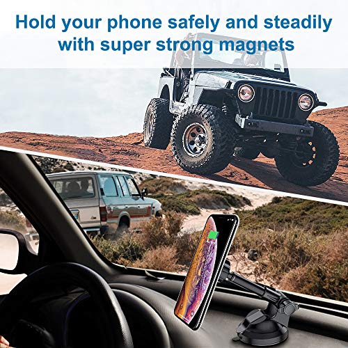 Magnetic Phone Car Mount, Jabuer Phone Holder For Car Dashboard And Windshield With 6 Strong Magnets And Metal Telescopic Arm, For Iphone Xs Max/Xr/Xs/X/8/7/6/6S, Galaxy S9/S8/S7/Note9/Note8 And More #TOP2
