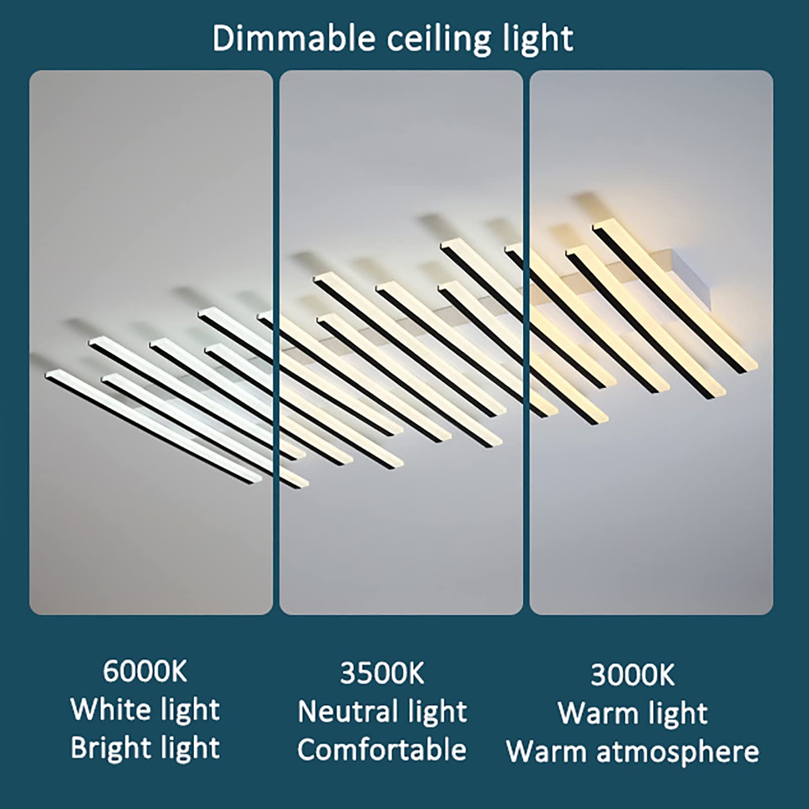 Lampy sufitowe do sypialni Prostokątna geometryczna lampa sufitowa LED do salonu w sypialni, ściemnialna lampa sufitowa do montażu podtynkowego, nowoczesna liniowa dioda LED (Wave/