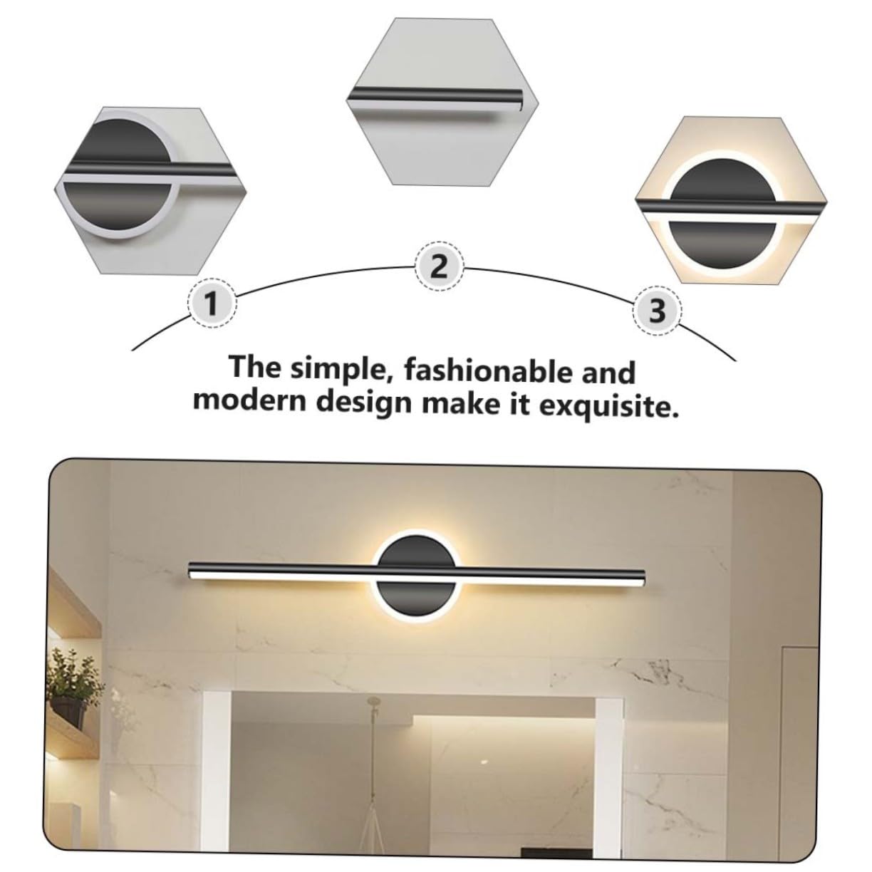 Toddmomy Lampada da Specchio per Illuminazione Specchiera LED Bagno Moderna in Alluminio e Ferro Installazione Semplice Verticale o Orizzontale Elegante
