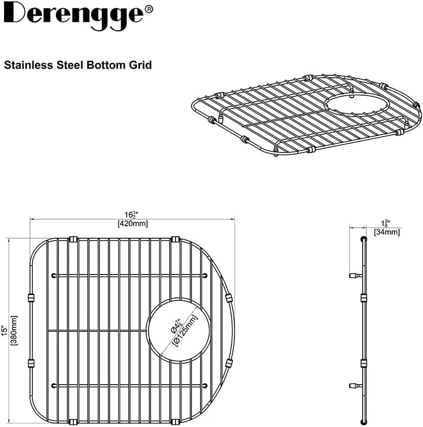 Kitchen Sink Grid Stainless Steel Bottom Grid Protectors for Kitchen Sink,H-0016-SS(15" x 16-1/2")