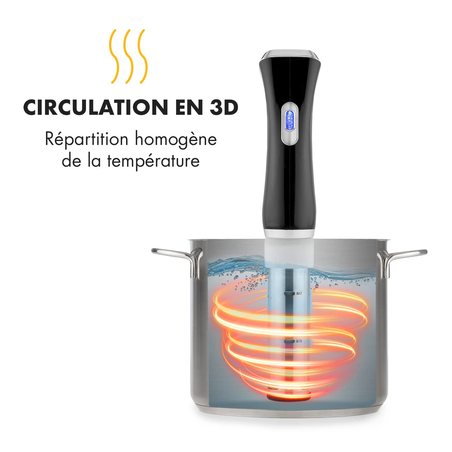 Klarstein QuickStick Mixeur plongeant sous vide (1 300 W, 20 litres, thermostat, minuteur, réglage de la température, écran LCD, bleu et noir