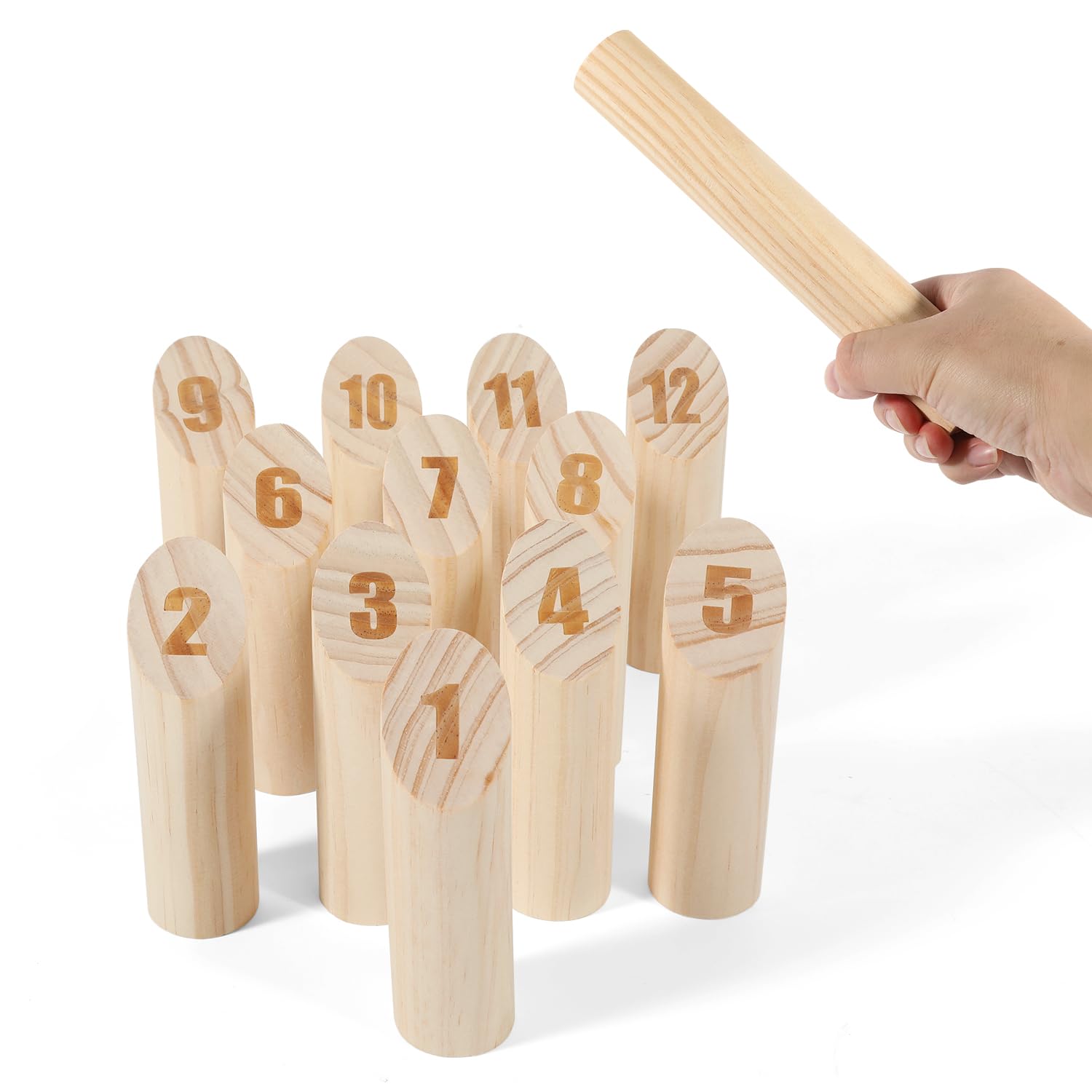 Kubb Wikinger Spiel aus Naturholz – Skandinavisches Wurfspiel für Erwachsene und Kinder – Outdoor-Spiel für Garten, Strand und Park – Inklusive Spielanleitung