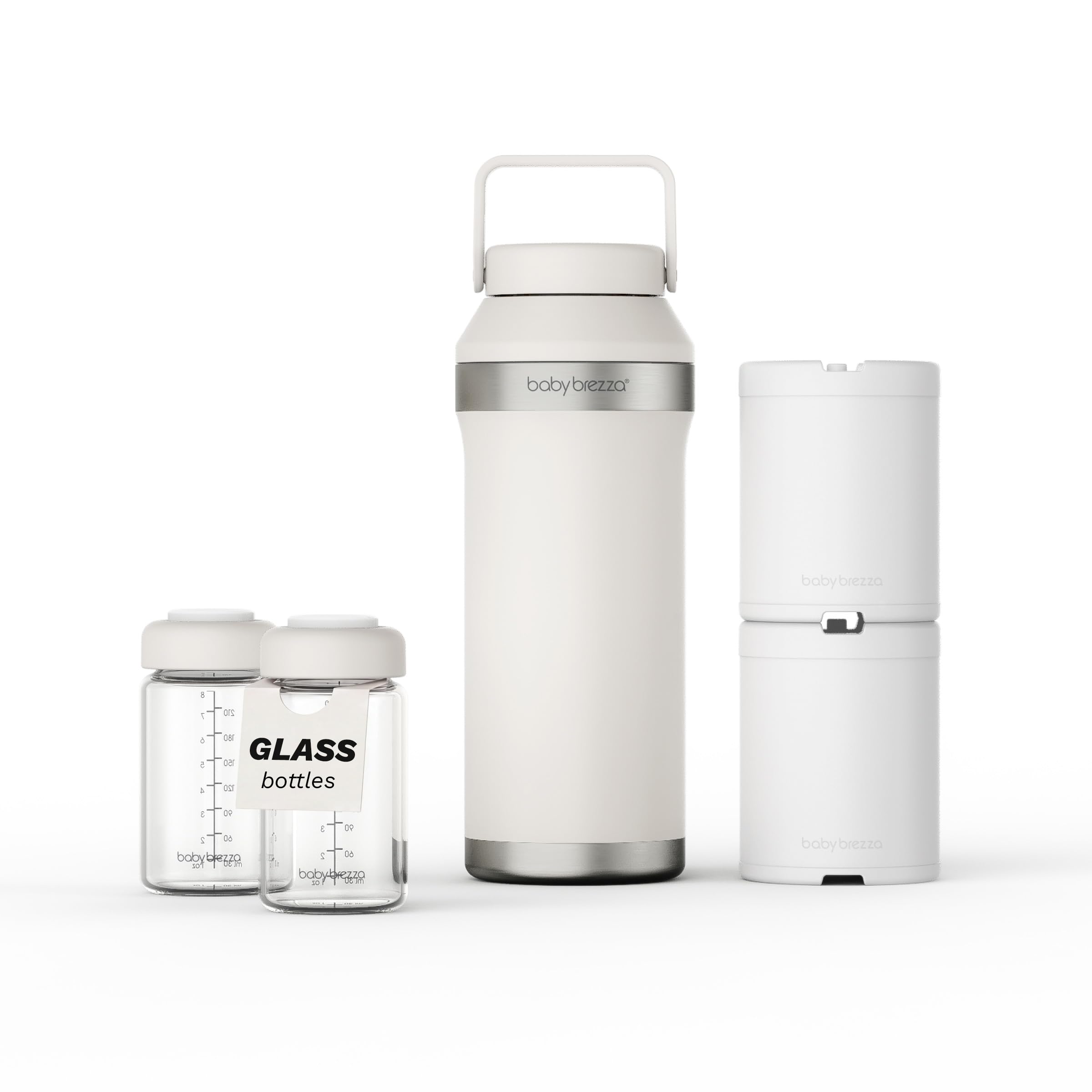 Baby Brezza Rafraîchisseur de lait maternel portable en verre, grande capacité, blanc