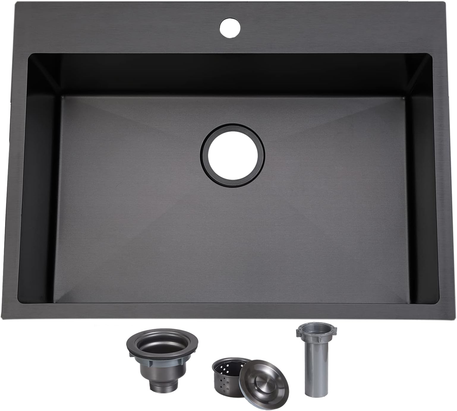 SHACO 28 Inch Black Drop In Kitchen Sink, Gunmetal Black Stainless Steel Top Mount RV Laundry Utility 9 Inch Deep Single Bowl Basin Wet Bar Prep Sink
