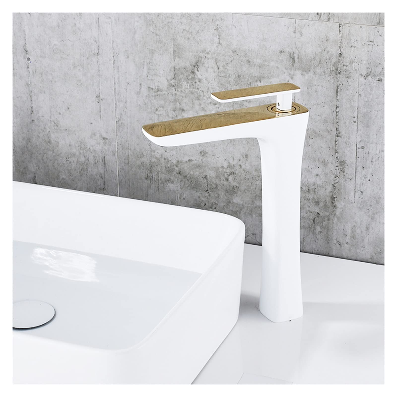 Robinet d'eau ponté blanc et or pour vasque de salle de bain zen