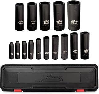 Milton Deep Socket Set, 3/8â€ Drive Impact Socket Set, 15-Piece Metric 6mm-20mm Tool Set (1300-SS-02)