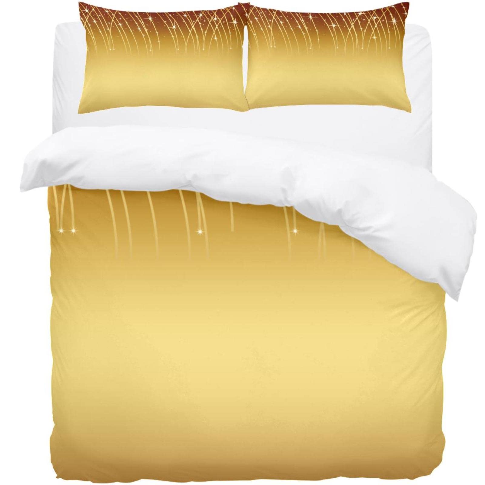 Housse de couette ciel étoilé et 2 taies d'oreiller assorties, parure de lit respirante et douce