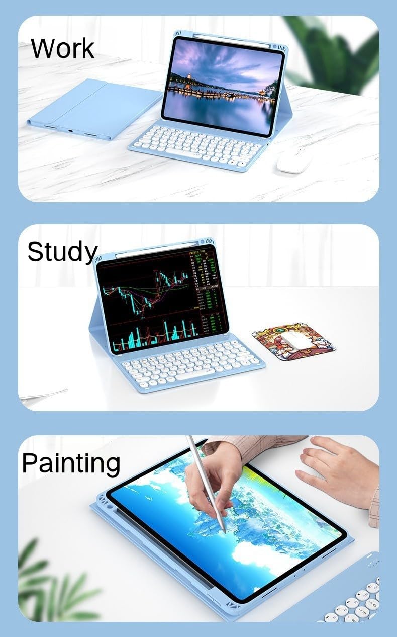 NUWONAYA Keyboard Case with Mouse for iPad Air 11-inch(M3 2025/M2 2024)/Air 4th/5th Gen/Pro11(2022/2021/2020),Candy Round Key, Magnetic Detachable Keyboard Case with Pencil Holder?Pink