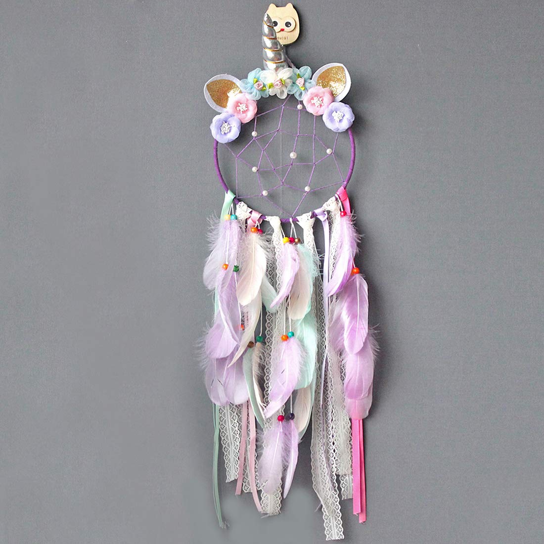 e-ronic elify Rattan Dreamcatcher Handmade Dream Catcher Net with Feathers Wall Hanging Decoration Ornament