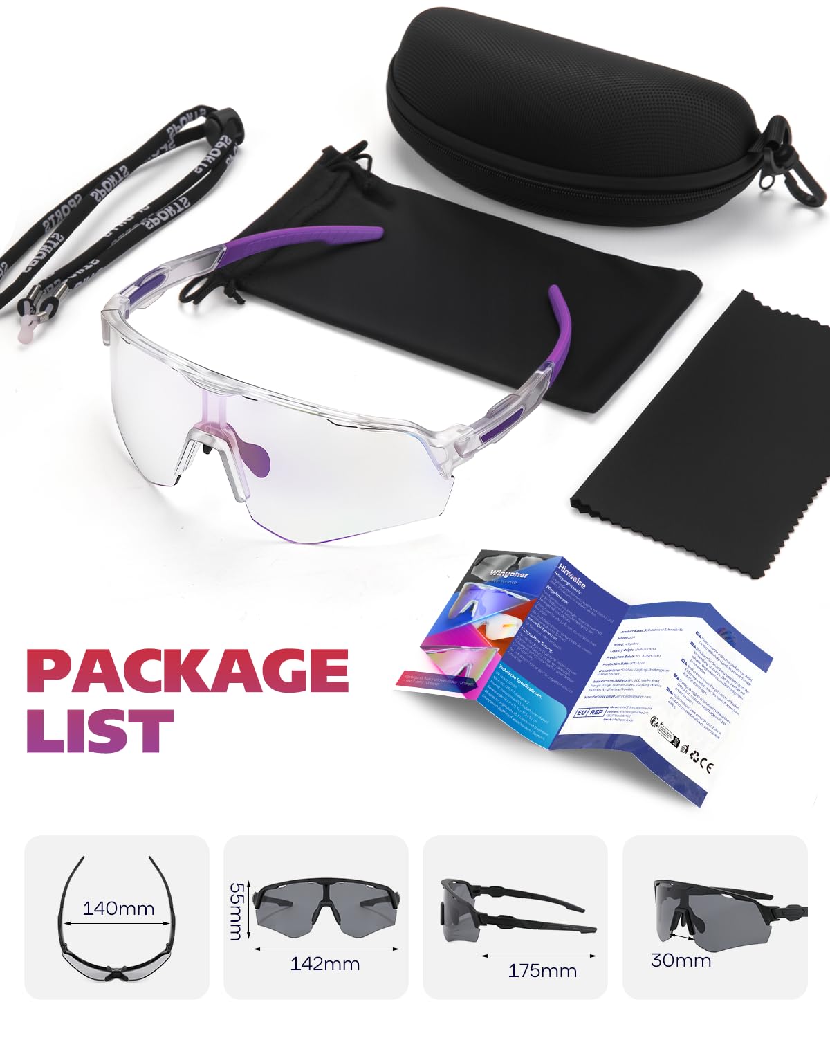 Selbsttönende Fahrradbrille für Herren Damen -Photochromic Sportbrille UV400 Schutz Sonnenbrille für Radfahren Ultraleicht Laufbrille MTB Laufen & Outdoor-Sport Wandern Angeln