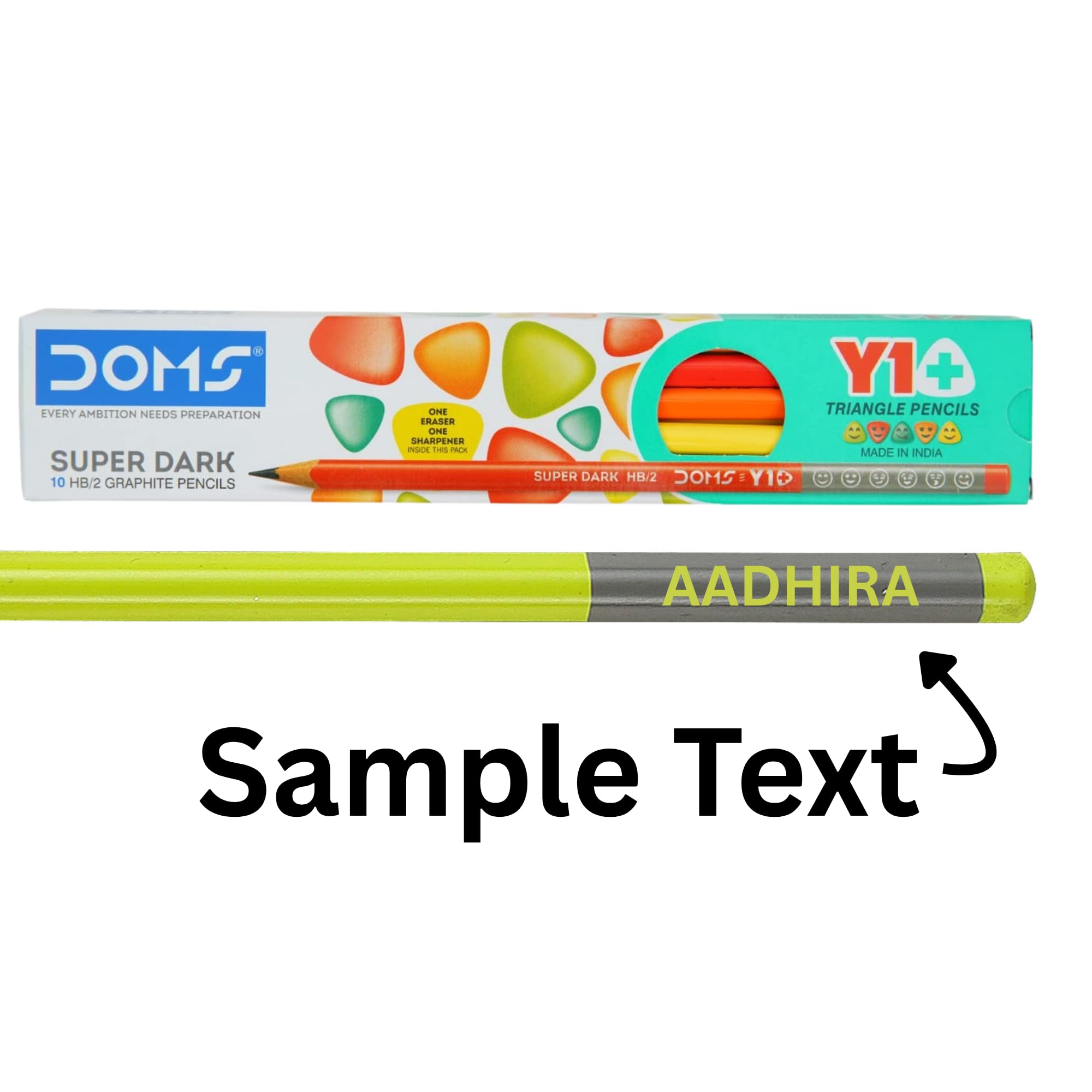 Personalised Name Pencils for Kids | High Quality Graphite Pencils | Customised Engraved Name Pencils | Return Gift for Kids Birthday | With Eraser & Sharpener (Pack of 10) 3