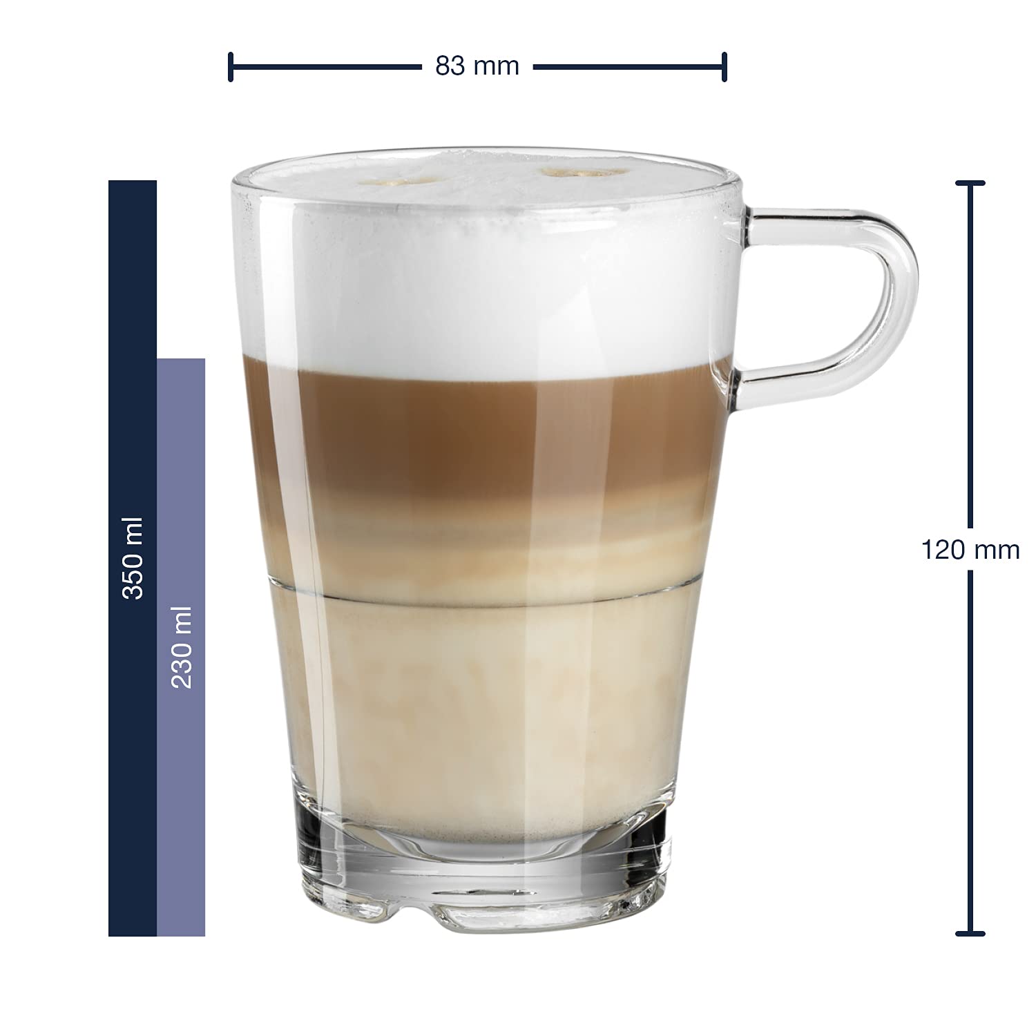 LEONARDO HOME Senso Latte-Macchiato Tasse und Unterteller, spülmaschinengeeignete Gläser mit Untertassen, 12er Set, 350 ml, 032831