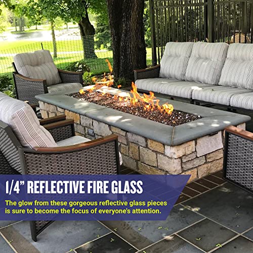 American Fireglass 1/4” Reflective Fire Glass | Use In Fireplace, Fire Pit Or Bowl | For Natural Gas Or Propane Fires | Safe Tempered Glass For Outdoor & Indoor | Pacific Blue, 10Lb Bag #TOP1