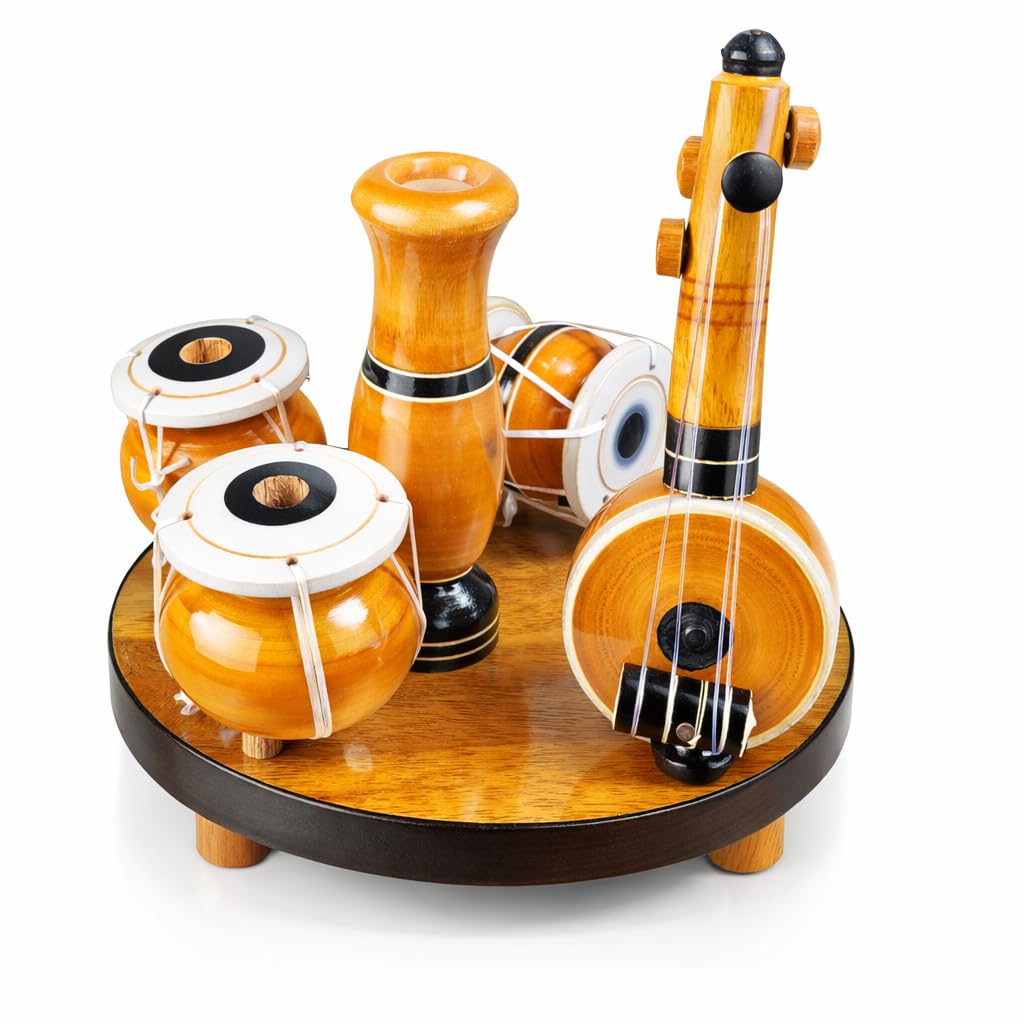 Handcrafted Wooden Miniature Mini Instrument Set Showpiece for Indian Classical, Home Decor Item with Showpiece for Living Room, Office & Gift for Music Lovers-image-42