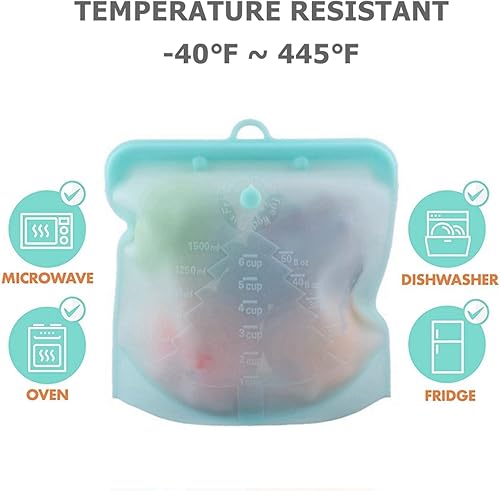 Miniatura 4 de AGGERT Bolsa de almacenamiento de alimentos de 16.9fl oz, bolsa de alimentos reutilizable, a prueba de fugas, reutilizable, bolsa fresca, bolsa para