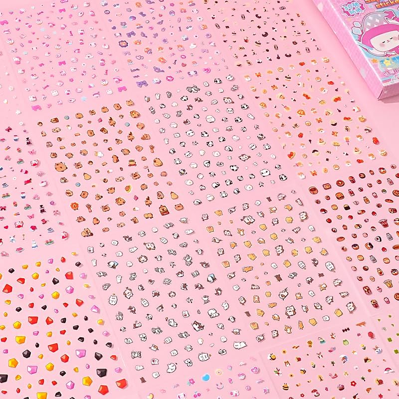 5000+ Kawaii Stickers Set Cute PET Transparent Cartoon Flower Scrapbooking Clipping Supplies Decals Decorative Scrapbook Sticker for Kids Journaling DIY Arts Crafts Phone Case 30 Sheets Purple+Pink: 02-purple+pink