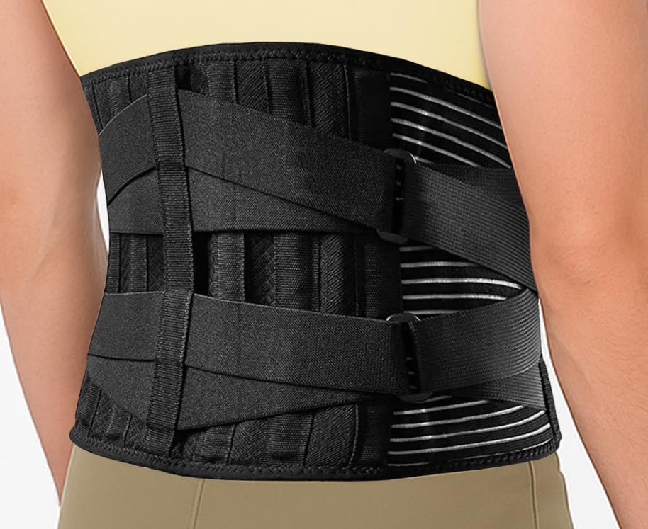 BASSICH Sports Fajas lumbares para hombre y mujer para trabajo, deporte y uso diario | Ajustable, cómoda y resistente | Mayor anchura en espalda.