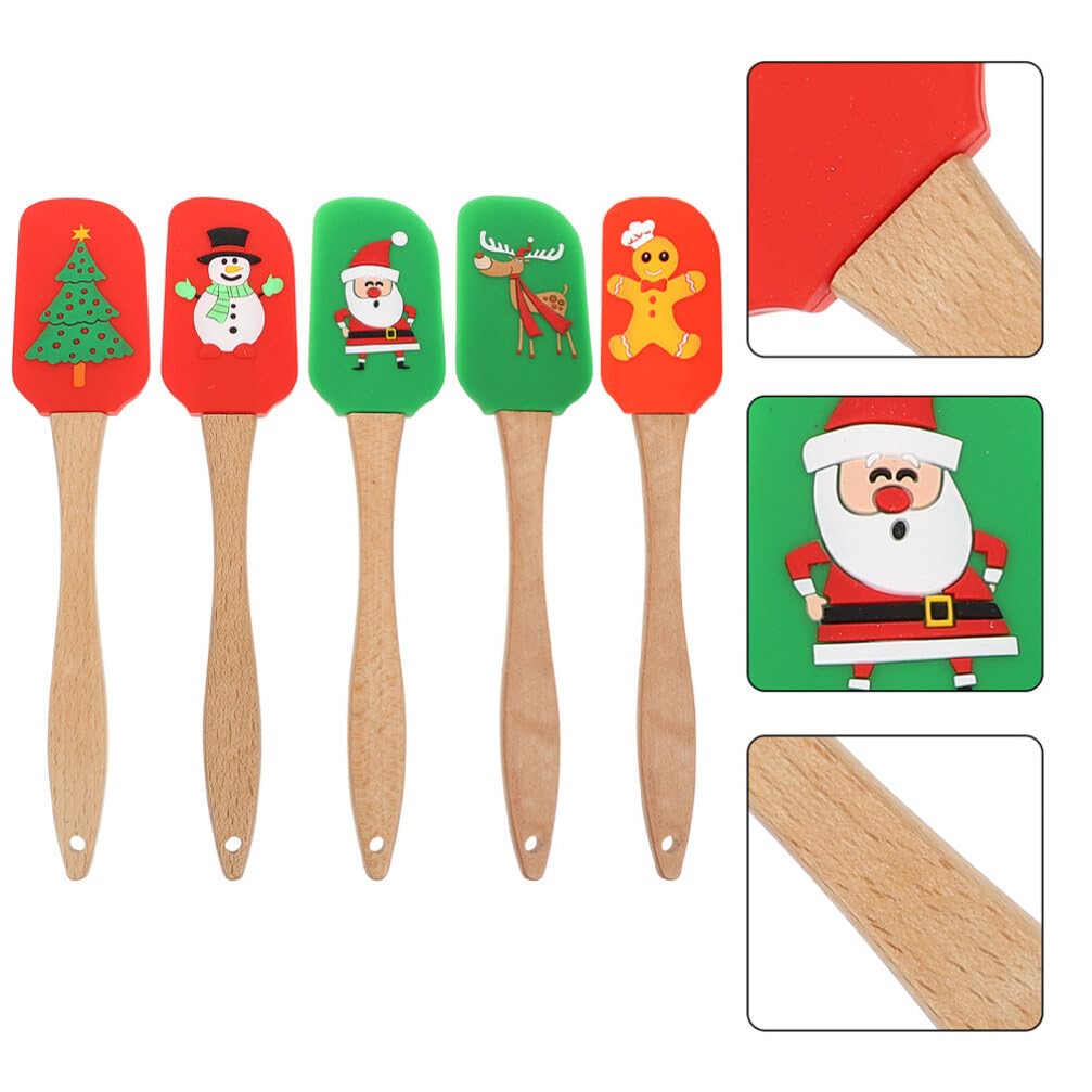 ifundom 5pièces Spatules de Cuisine Silicone Ergonomiques Ustensiles de Pâtisserie Pratiques pour Cuisine Quotidienne Suspension pour Rangement Facile