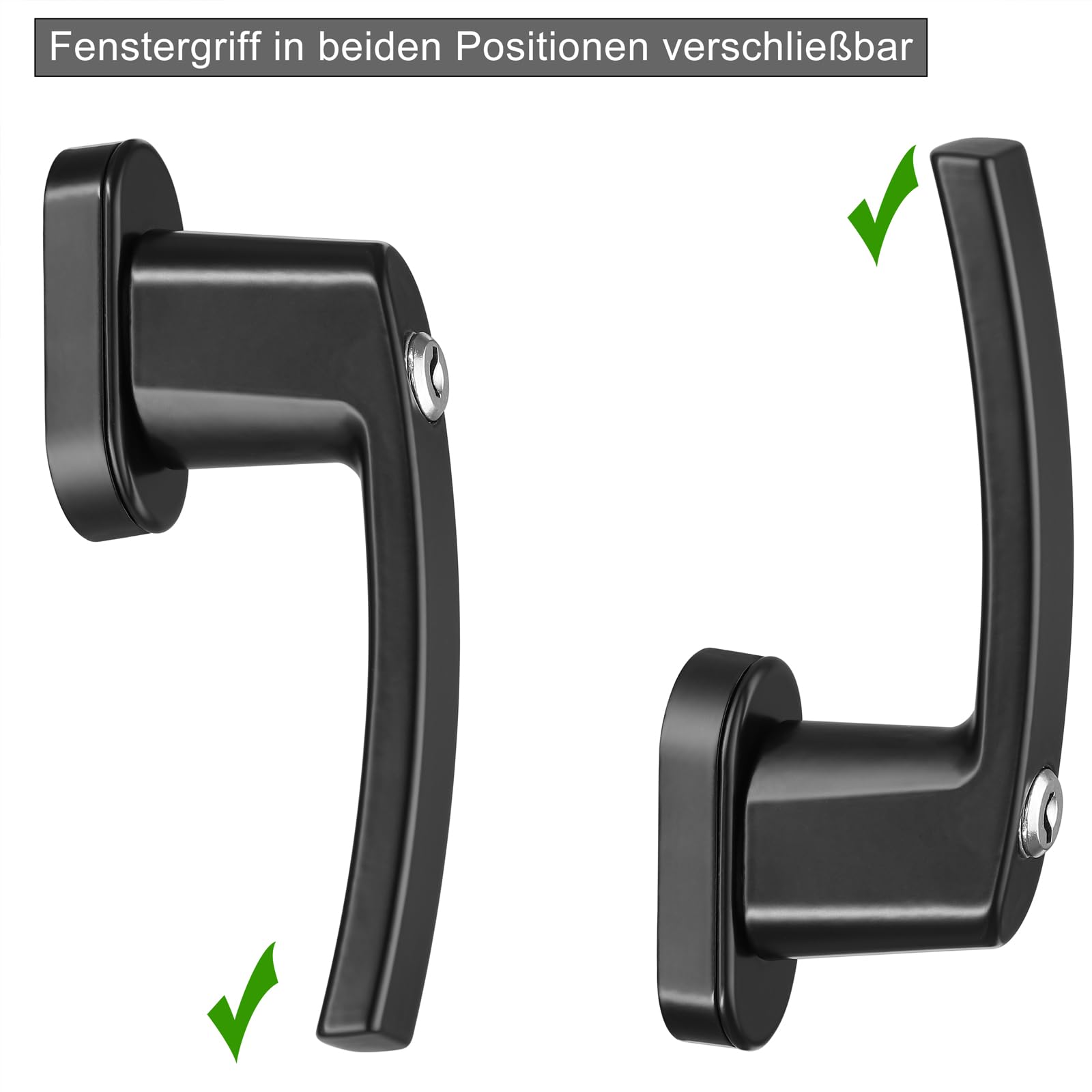 Monzana 8X Manilla de Ventana Puerta Universal Cerradura 2 Llaves x Manija 2 Posiciónes de Bloqueo Negro
