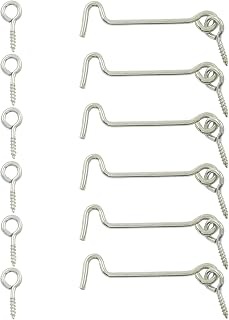 Cabin Hook and Eye Latch, 2.5", 6Pcs, Silver