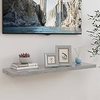 Vista 78 de Estantes flotantes de pared, 2 piezas de madera de fibropanel de densidad media gris de 47.2 x 9.3 x 1.5 pulgadas, estante de almacenamiento