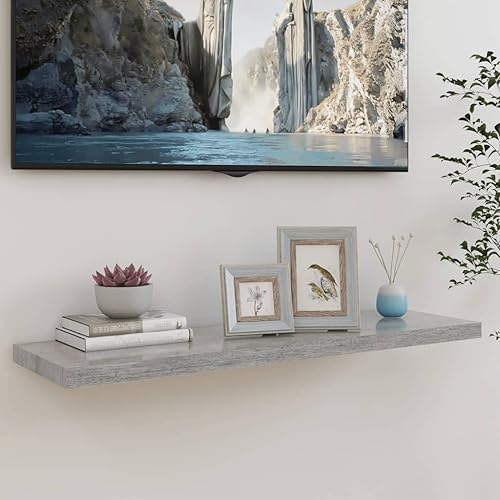 Miniatura 78 de Estantes flotantes de pared, 2 piezas de madera de fibropanel de densidad media gris de 47.2 x 9.3 x 1.5 pulgadas, estante de almacenamiento