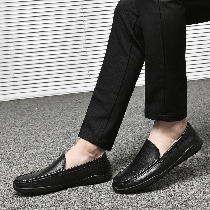 Men's Patent Leather Dress Shoes Mens Slip-Ons Penny Loafers Shoes Men Summer Fashion Non-Slip Wedding Tuxedo Shoes(Black,10)2