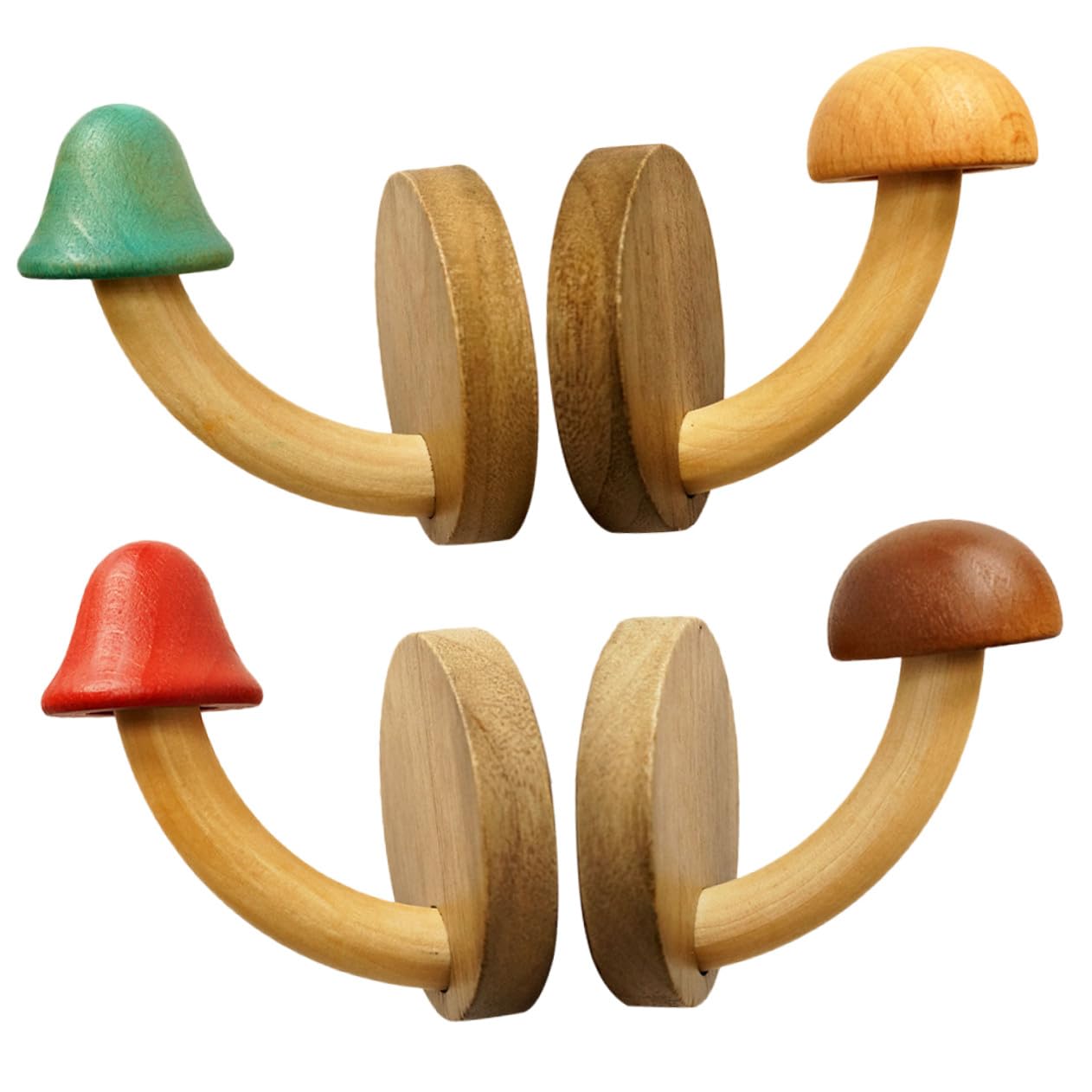 Crochets muraux en bois naturel Toyvian, patères champignons pour l'entrée