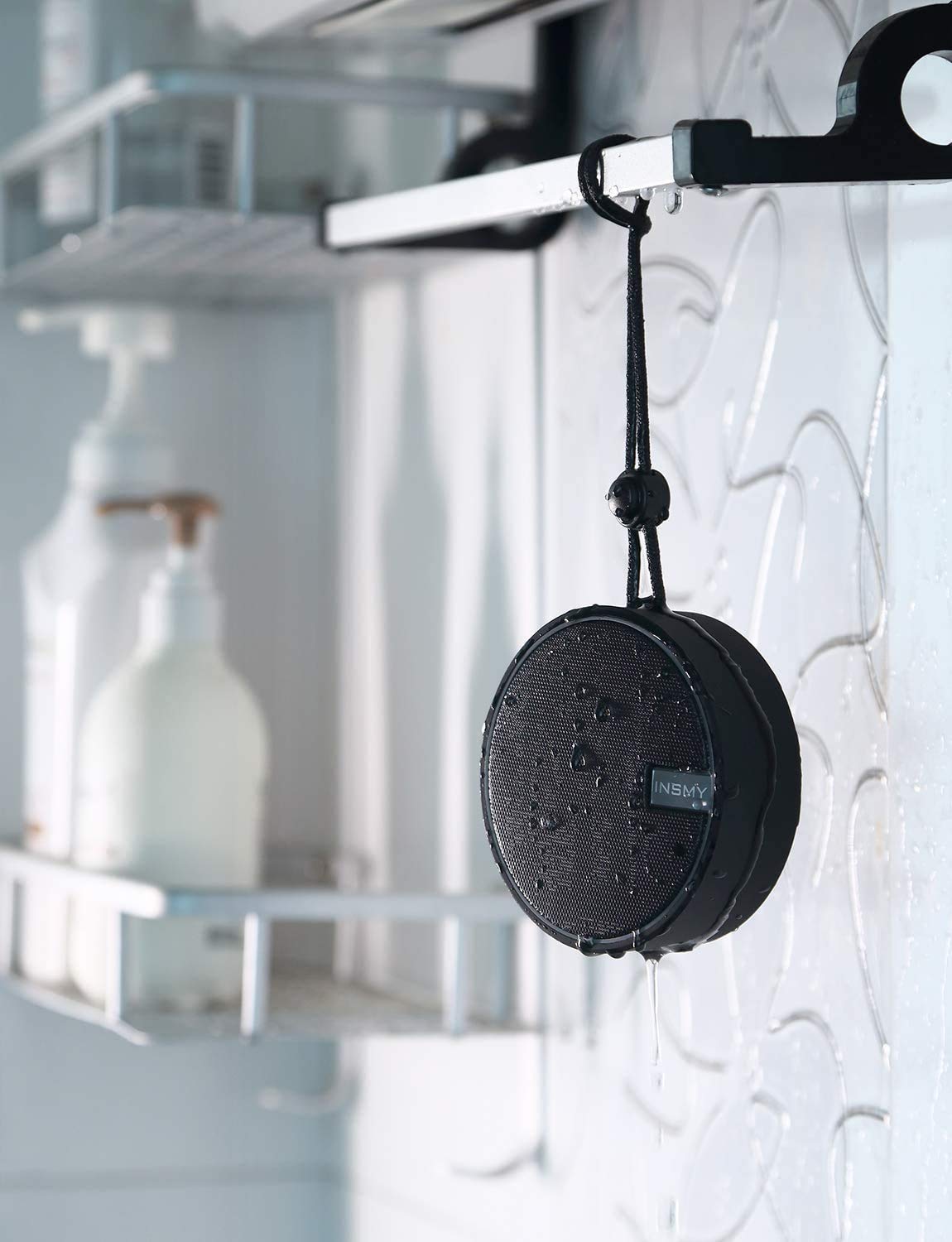 INSMY IPX7 Vandtæt Bluetooth-højttaler til bruser, Bærbar Trådløs Udendørshøjttaler med HD-lyd, Understøtter TF-kort, Sugekop Til Hjemmet, Pool, Strand, Sejlads, Vandring 12T Spilletid_voghion.com