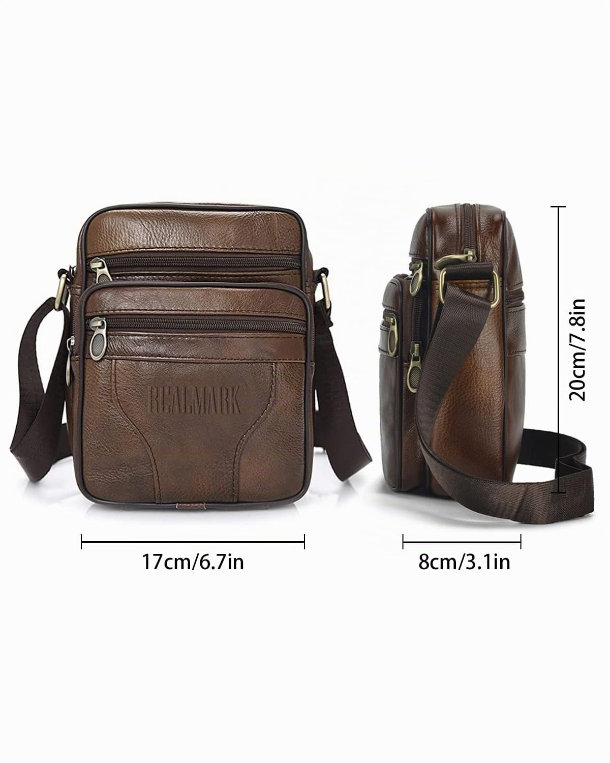 Sac à Bandoulière en Cuir pour hommes, Petits Sacs à Bandoulière en Cuir Véritable Vintage, Sac à main à Poignée d'affaires Classique,Sac de Voyage Messager