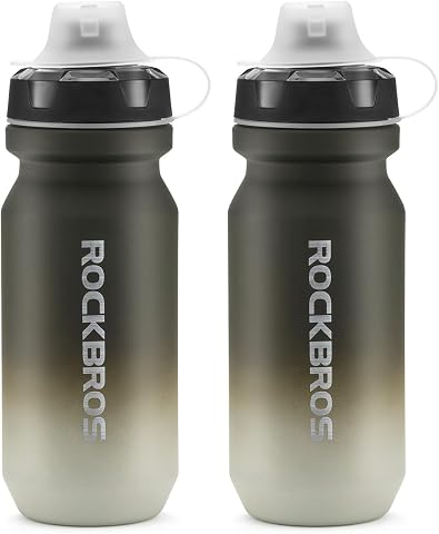 ROCKBROS Bike Water Bottle 2 Pack, 20oz Lightweight Plast...