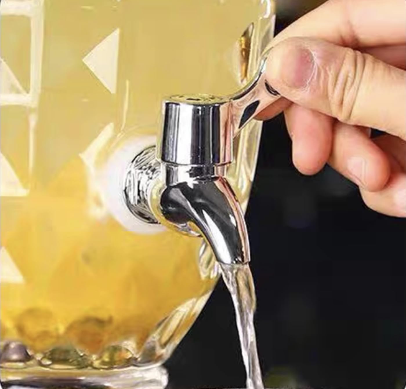 Distributeur de boissons en verre pour fêtes, carafes à liqueur en verre pour fêtes, mariages, limonades, eau froide et plus (A)