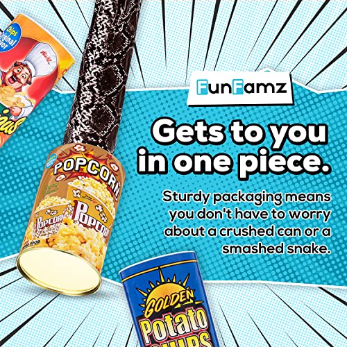 Funfamz The Original Snake In A Potato Chip Can Prank-Funny Trick Gag Gift Toy & Scary Shock Practical Joke For Kids Popcorn Nuts Snake Can #TOP3