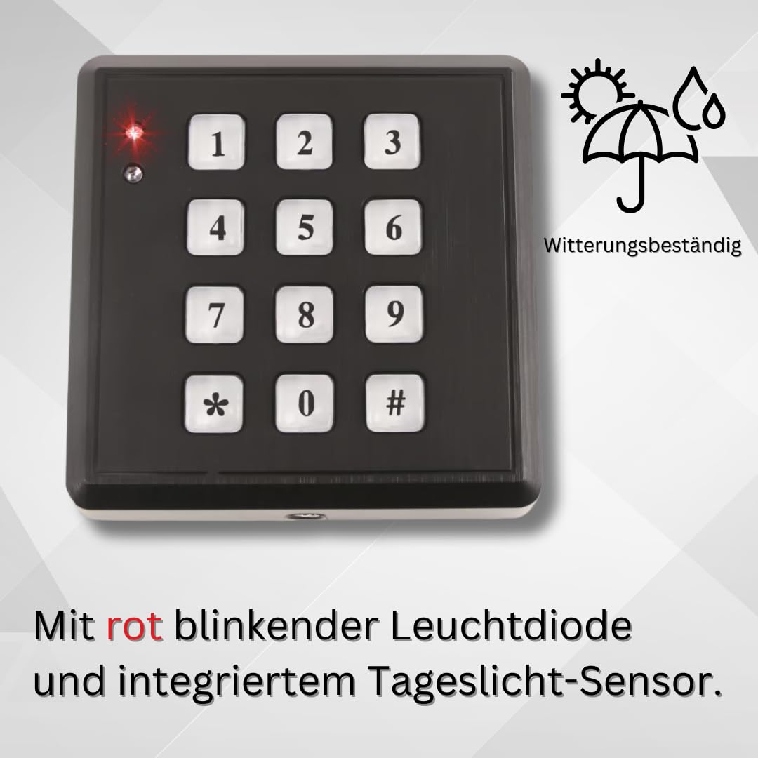 Clavier d'alarme factice avec LED et capteur de lumière du jour, système d'alarme factice pour dissuasion, résistant aux intempéries, 85 x 85 x 20 mm, noir