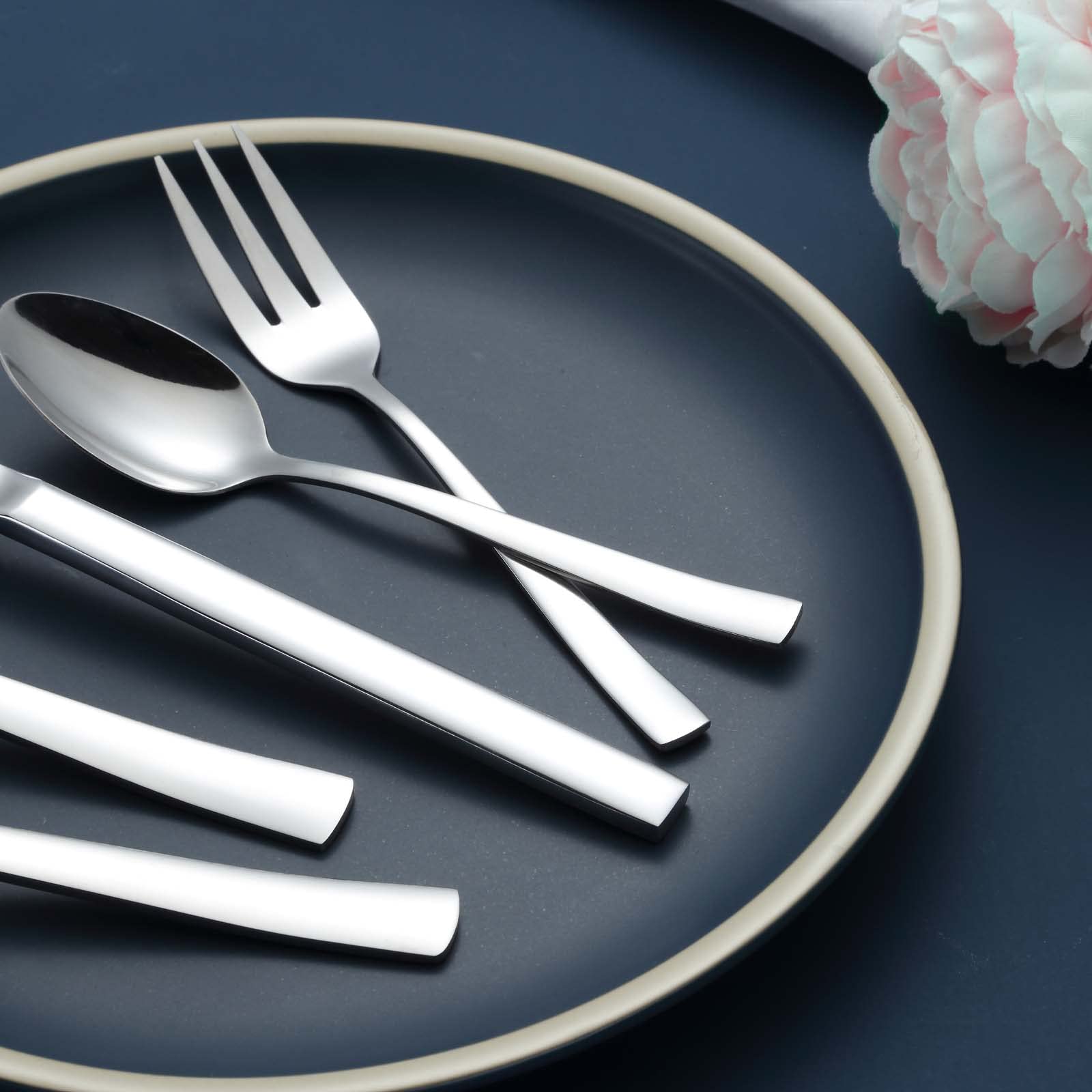 Besteck Set 12 personen, Hunnycook 60-teilig Edelstahl Essbesteck mit Gabel Löffel Messer, Besteckset für Hause Restaurant Im Freien, Hochglanzpoliert, Spülmaschinenfest