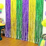 Mardi Gras Decorations - Green Gold Purple Streamers Backdrop Banner | Mardi Gras Party Decorations Indoor Outdoor Outside - New Orleans Masquerade Party Photo Booth Favors Supplies for Home Wall